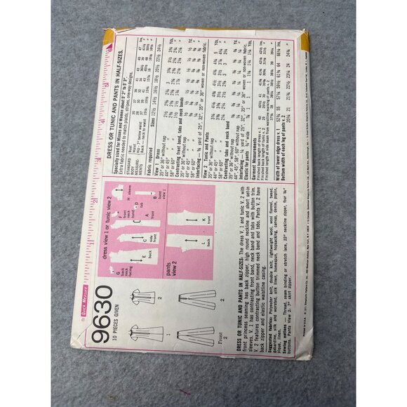 Simplicity 9630 Dress & Tunic Pants Pattern Size 16 1/2 Uncut - Picture 3 of 5